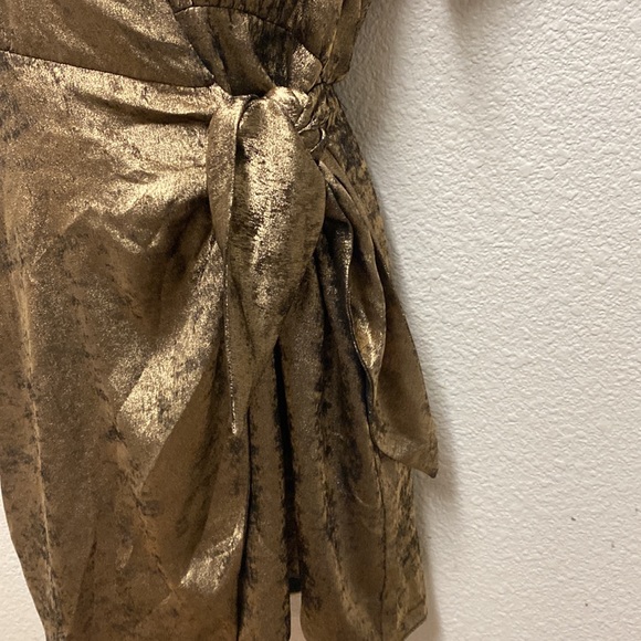 Zara Gold Wrap Dress Small - Picture 6 of 8